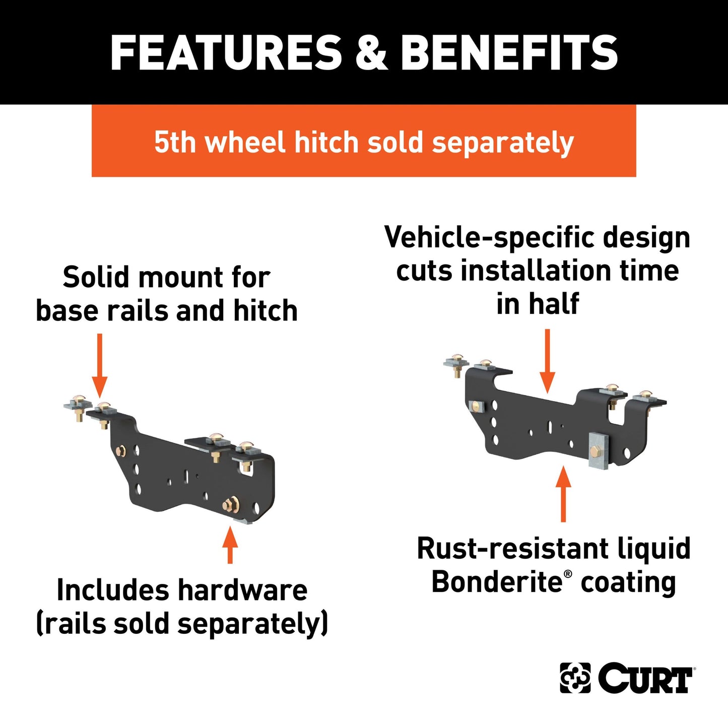 CURT Custom 5th Wheel Brackets, Select Ford F-250, F-350, F-450 Super Duty - 16448