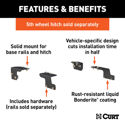 CURT Custom 5th Wheel Brackets, Select Toyota Tundra, 6.5' Bed (No Extended Crew Cab) - 16468