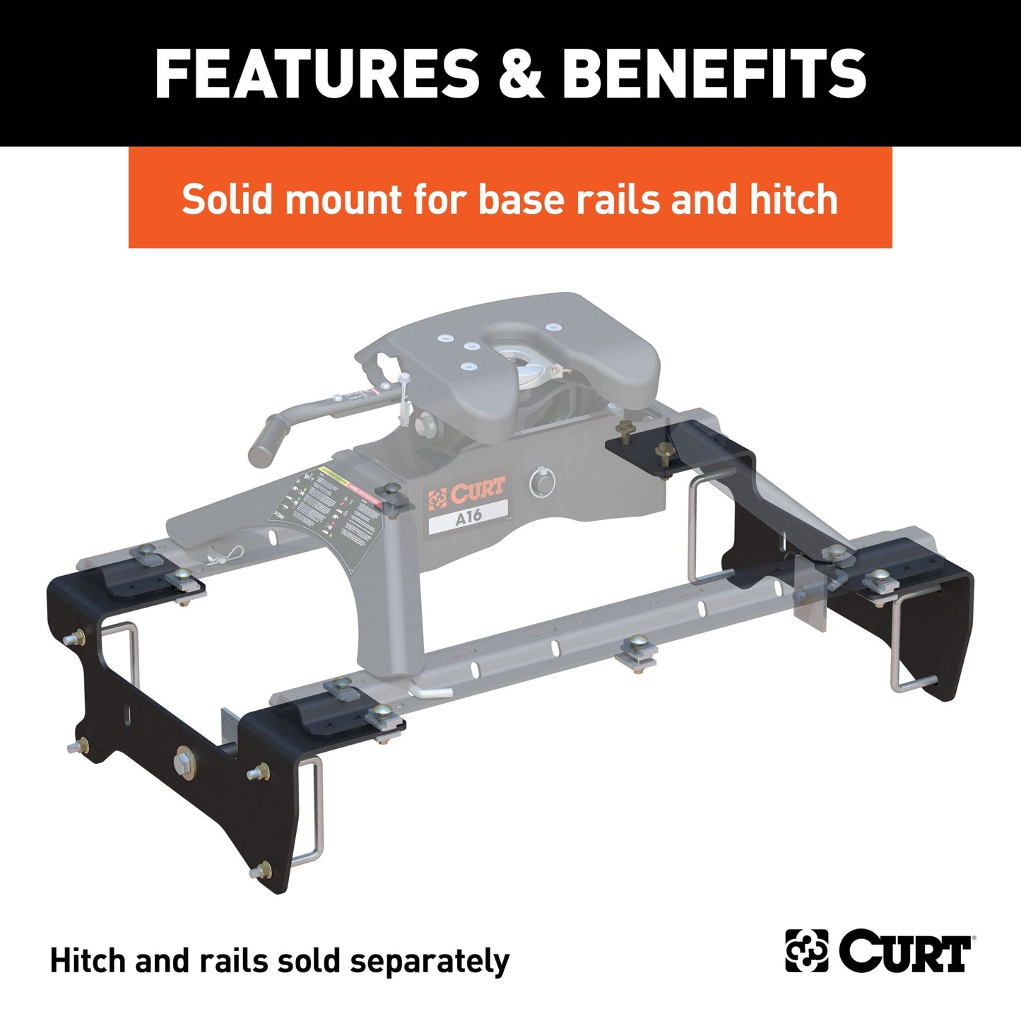CURT Custom 5th Wheel Brackets, Select Silverado, Sierra 1500 (Except 5.5' Bed) - 16469