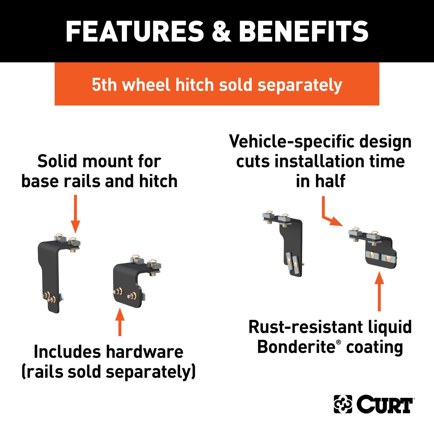 CURT Custom 5th Wheel Brackets, Select Nissan Titan - 16470