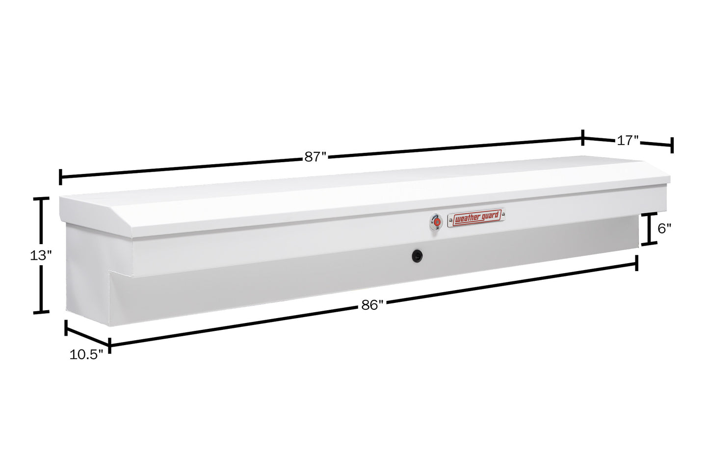 Weather Guard Side Mount Tool Box 87x17x13 White Steel Standard Model 165-3-04
