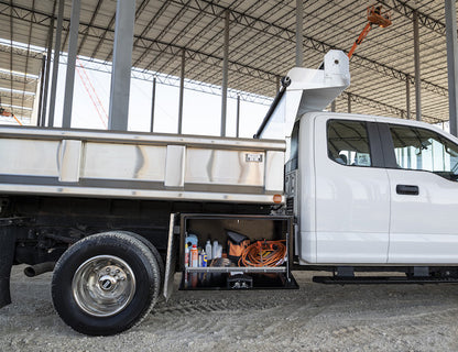 Buyers Products 36-in x 18-in x 18-in Black Steel Underbody Truck Box with Paddle Latch - 1702105