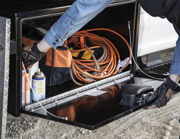 Buyers Products 36-in x 18-in x 18-in Black Steel Underbody Truck Box with Paddle Latch - 1702105