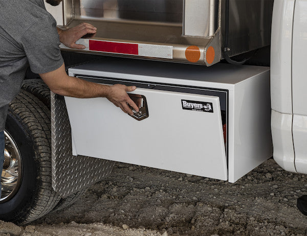 Buyers Products 24-in x 18-in x 18-in White Steel Underbody Truck Box with Paddle Latch - 1702200