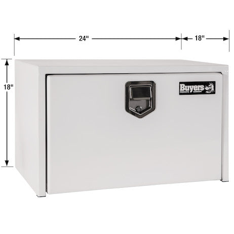 Buyers Products 24-in x 18-in x 18-in White Steel Underbody Truck Box with Paddle Latch - 1702200