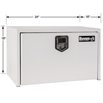 Buyers Products 24-in x 18-in x 18-in White Steel Underbody Truck Box with Paddle Latch - 1702200