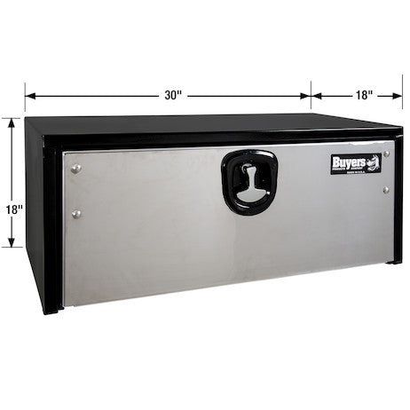 Buyers Products 30-in x 18-in x 18-in Black Steel Truck Box with Stainless Steel Door - 1702703