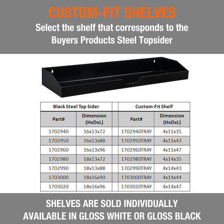 Buyers Products Custom-fit Shelf for Buyers 1702940 Gloss Black Steel Topsider Truck Tool Box - 1702940TRAY