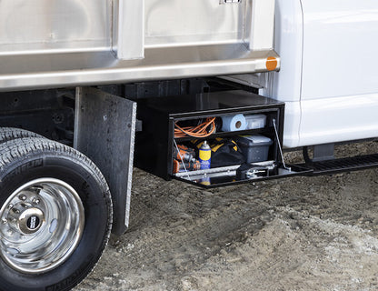 Buyers Products 14x16x30-in Black Steel Underbody Truck Box with Built-In Shelf - 1703304