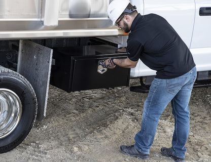 Buyers Products 14x16x30-in Black Steel Underbody Truck Box with Built-In Shelf - 1703304