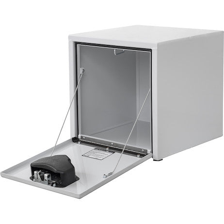 Buyers Products 18x18x18-in White Steel Underbody Truck Box with Paddle Latch - 1703495