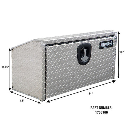 Buyers Products 24-in x 14-in x 12-in Diamond Tread Aluminum Underbody Truck Box with Slanted Back - 1705166