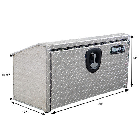 Buyers Products 30-in x 14-in x 12-in Diamond Tread Aluminum Underbody Truck Box with Slanted Back - 1705169