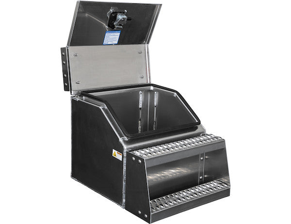 Buyers Products Heavy Duty Smooth Aluminum Wideopen Step Boxes for Semi Trucks - 22-In Width - 1705286