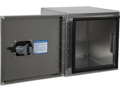 Buyers Products 18-in x 18-in x 18-in Smooth Aluminum Underbody Truck Tool Box - Single Barn Door - 1705295
