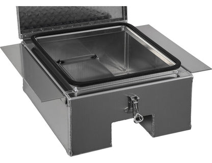 Buyers Products 12x24x22-in Diamond Tread Aluminum In-Frame Truck Tool Box with Notched Bottom - 1705381