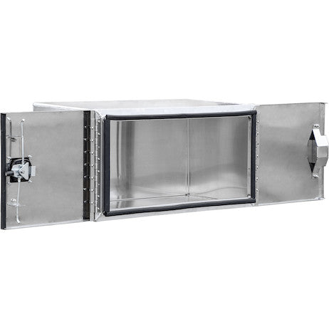 Buyers Products 24x24x60-in Pro Series Smooth Aluminum Barn Door Underbody Truck Tool Series with Stainless Steel Doors - Double Barn Door, 3-Point Compression Latch - 1705585