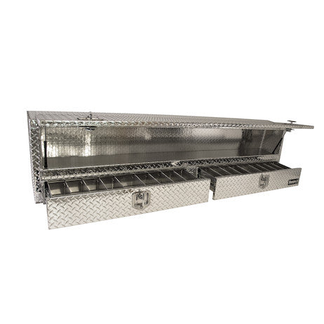 Buyers Products 72-in x 21-in x 13-in Diamond Tread Aluminum Pick-Up Truck Contractor with Lower Drawers Topsider Series - 1705641