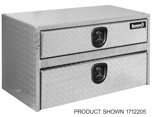 Buyers Products 24-in x 20-in x 18-in Diamond Tread Aluminum Underbody Truck Box with Drawer - 1712200