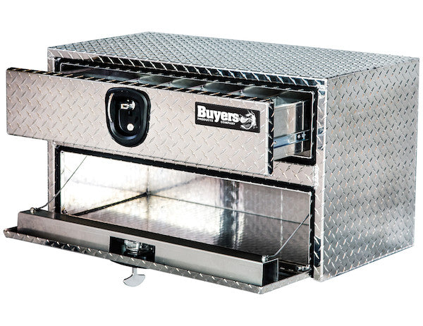 Buyers Products 24-in x 20-in x 18-in Diamond Tread Aluminum Underbody Truck Box with Drawer - 1712200