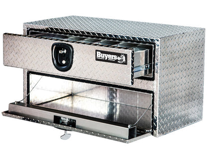Buyers Products 24-in x 20-in x 18-in Diamond Tread Aluminum Underbody Truck Box with Drawer - 1712200