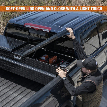 Buyers Products 71-in x 18-in x 20-in Gloss Black Diamond Tread Aluminum Gull Wing Truck Box - 1720410