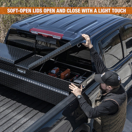 Buyers Products 23x27x71-in Gloss Black Diamond Tread Aluminum Gull Wing Truck Box - 1720423