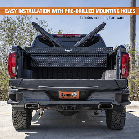 Buyers Products 71-in x 23-in x 20-in Gloss Black Diamond Tread Aluminum Gull Wing Truck Box - 1720413