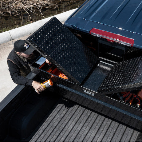 Buyers Products 71-in x 18-in x 20-in Gloss Black Diamond Tread Aluminum Gull Wing Truck Box - 1720410