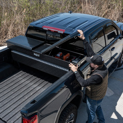 Buyers Products 71-in x 18-in x 20-in Gloss Black Diamond Tread Aluminum Gull Wing Truck Box - 1720410