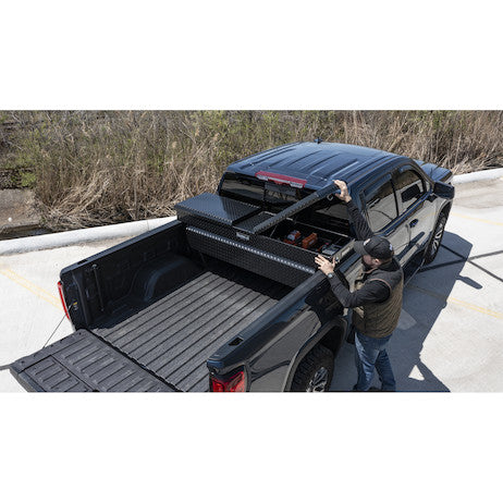 Buyers Products 71-in x 18-in x 27-in Gloss Black Diamond Tread Aluminum Gull Wing Truck Box - 1720420