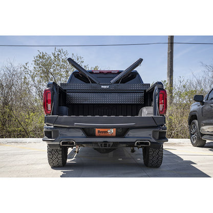 Buyers Products 23x27x71-in Gloss Black Diamond Tread Aluminum Gull Wing Truck Box - 1720423