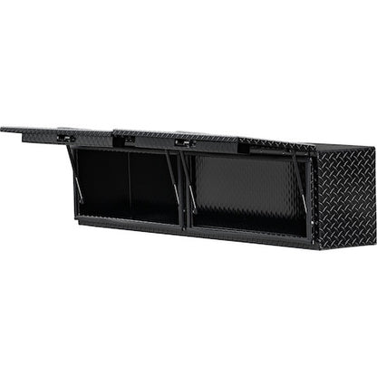 Buyers Products 88-in x 16-in x 13-in Gloss Black Diamond Tread Aluminum Topsider Truck Box with Flip-Up Doors - 1721356