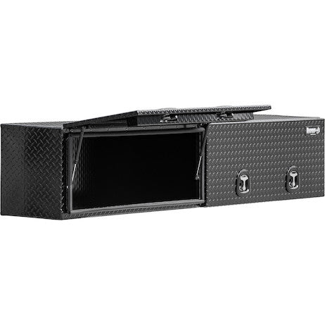 Buyers Products 16x13x96-in Gloss Black Diamond Tread Aluminum Topsider Truck Box with Flip-Up Doors - 1721361