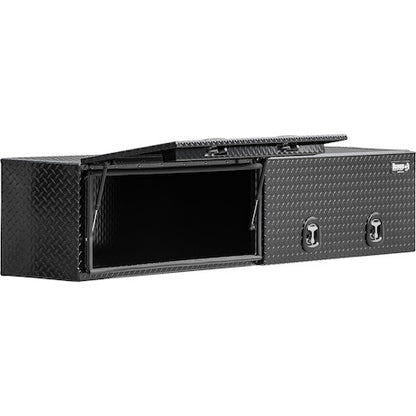 Buyers Products 16x13x96-in Gloss Black Diamond Tread Aluminum Topsider Truck Box with Flip-Up Doors - 1721361