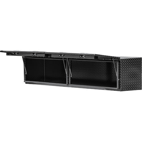 Buyers Products 16x13x96-in Gloss Black Diamond Tread Aluminum Topsider Truck Box with Flip-Up Doors - 1721361