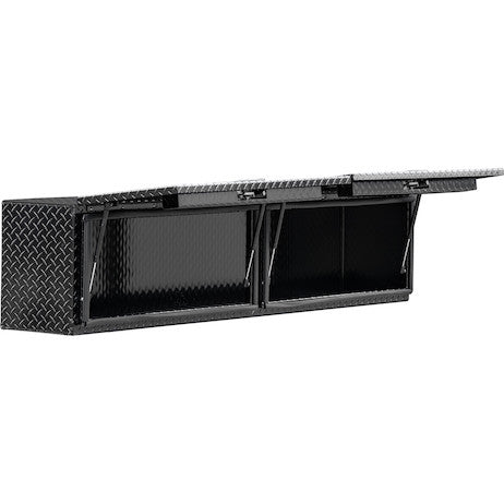 Buyers Products 88-in x 18-in x 16-in Gloss Black Diamond Tread Aluminum Topsider Truck Box with Flip-Up Doors - 1721364