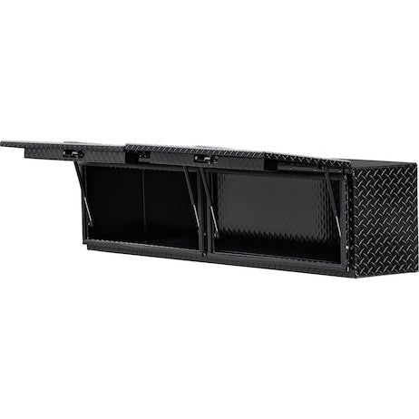 Buyers Products 88-in x 18-in x 16-in Gloss Black Diamond Tread Aluminum Topsider Truck Box with Flip-Up Doors - 1721364