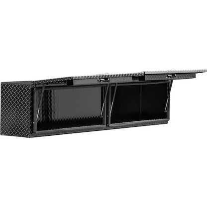 Buyers Products 90-in x 18-in x 16-in Gloss Black Diamond Tread Aluminum Topsider Truck Box with Flip-Up Doors - 1721365