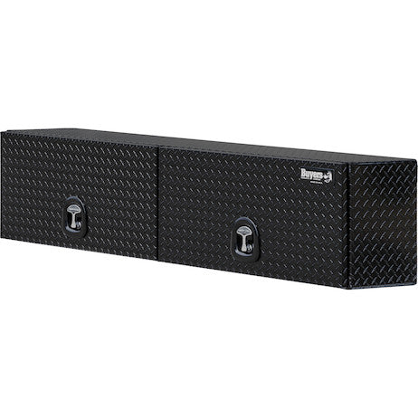 Buyers Products 90-in x 18-in x 16-in Gloss Black Diamond Tread Aluminum Topsider Truck Box with Flip-Up Doors - 1721365