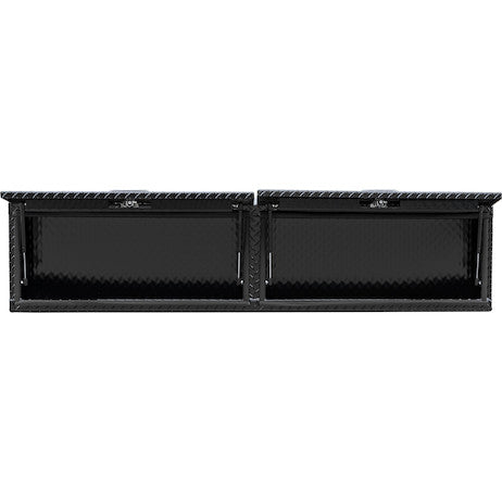 Buyers Products 90-in x 18-in x 16-in Gloss Black Diamond Tread Aluminum Topsider Truck Box with Flip-Up Doors - 1721365