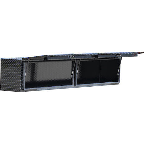 Buyers Products 90-in x 18-in x 16-in Gloss Black Diamond Tread Aluminum Topsider Truck Box with Flip-Up Doors - 1721365