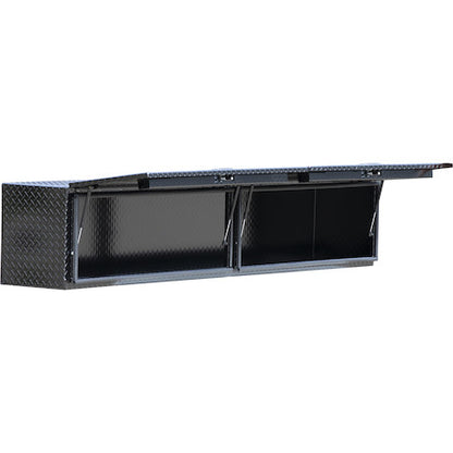 Buyers Products 90-in x 18-in x 16-in Gloss Black Diamond Tread Aluminum Topsider Truck Box with Flip-Up Doors - 1721365
