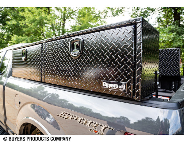 Buyers Products 72-in x 16-in x 16-in Gloss Black Diamond Tread Aluminum Topsider Truck Box - 1721551