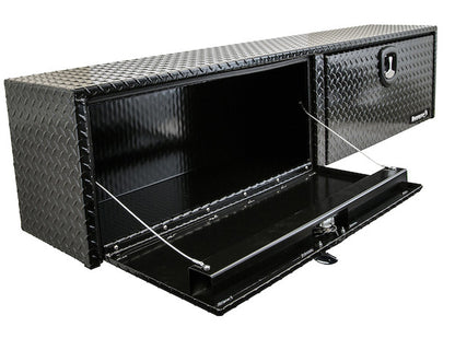 Buyers Products 88-in x 16-in x 13-in Gloss Black Diamond Tread Aluminum Topsider Truck Box - 1721556