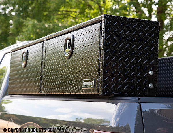 Buyers Products 96-in x 16-in x 13-in Gloss Black Diamond Tread Aluminum Topsider Truck Box - 1721561