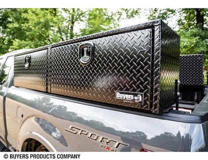 Buyers Products 96-in x 18-in x 16-in Gloss Black Diamond Tread Aluminum Topsider Truck Box - 1721568