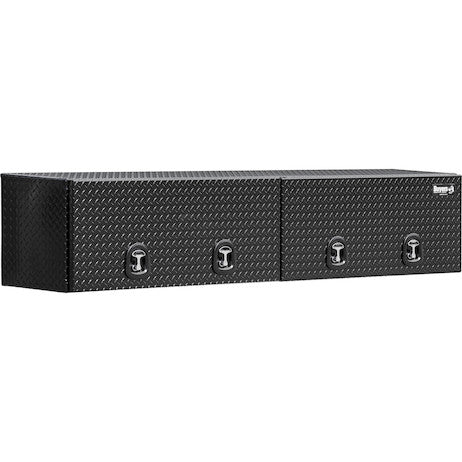 Buyers Products 96-in x 18-in x 16-in Gloss Black Diamond Tread Aluminum Topsider Truck Box with Flip-Up Doors - 1721770