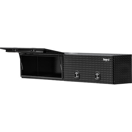 Buyers Products 96-in x 18-in x 16-in Gloss Black Diamond Tread Aluminum Topsider Truck Box with Flip-Up Doors - 1721770