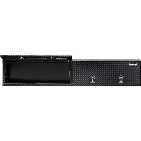 Buyers Products 96-in x 18-in x 16-in Gloss Black Diamond Tread Aluminum Topsider Truck Box with Flip-Up Doors - 1721770